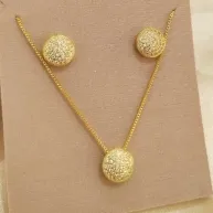 CONJUNTO VENEZIANA PINGENTE REDONDO CRAVEJADO ZIRCONIA 10MM CONJUNTO VENEZIANA PINGENTE REDONDO CRAVEJADO ZIRCONIA 10MM