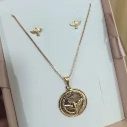 CONJUNTO VENEZIANA PLACA ESPIRITO SANTO E BRINCO