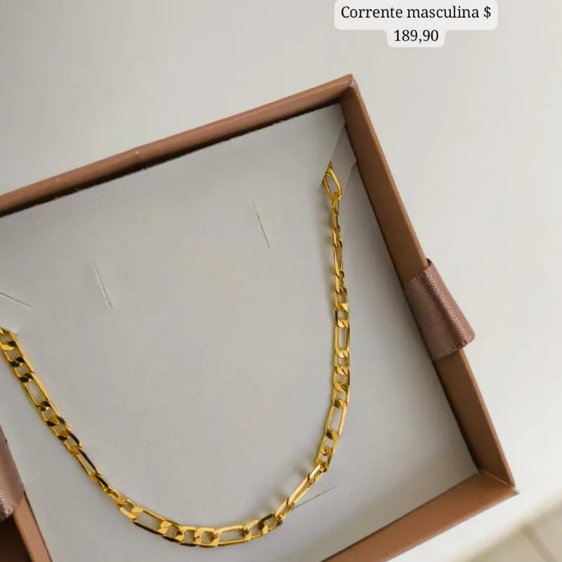 CORRENTE MASCULINA 70CM ELO 3 POR 1 FECHO GAVETA 3mm