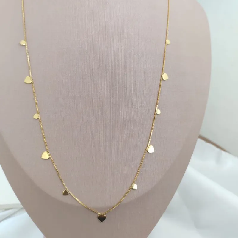 LONGUINHO VENEZIANA COM PLACAS DE CORAÇÃO LONGUINHO VENEZIANA COM PLACAS DE CORAÇÃO