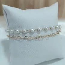 PULSEIRA 2 EM 1 PEROLAS E CORAÇÕES ENTRELAÇADOS