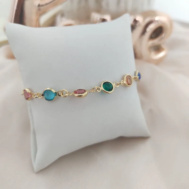 PULSEIRA COM PEDRAS DE ZIRCONIA COLORIDAS PULSEIRA COM PEDRAS DE ZIRCONIA COLORIDAS