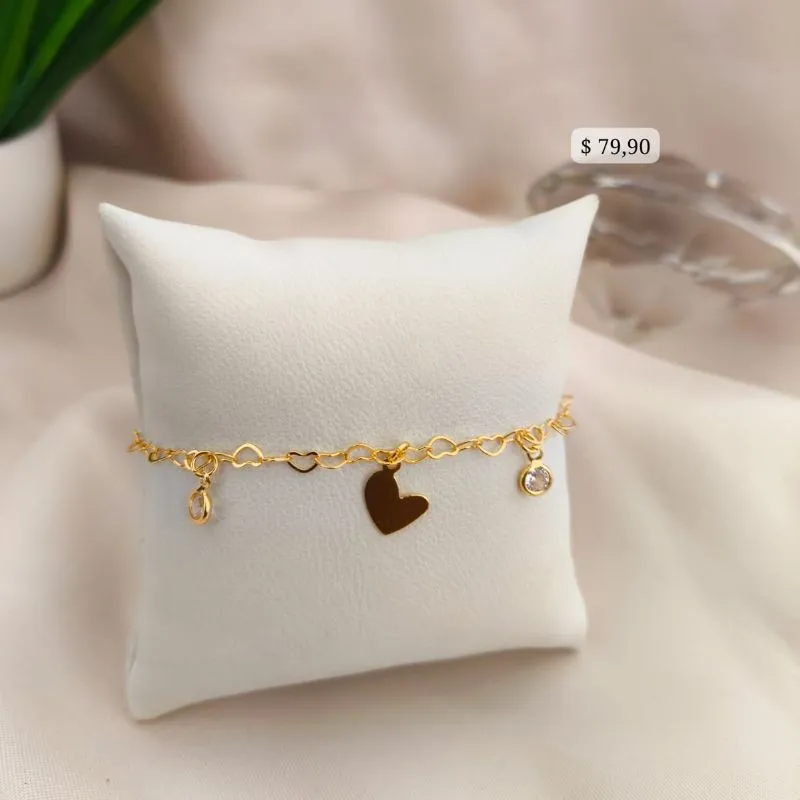 PULSEIRA COM PLACA DE CORAÇÃO TORTO E 2 PONTOS DE LUZ PULSEIRA COM PLACA DE CORAÇÃO TORTO E 2 PONTOS DE LUZ