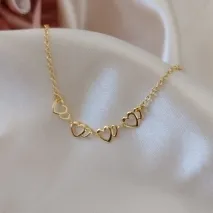 PULSEIRA ELO PORTUGUES COM CORAÇÃO VAZADO MAIOR E MENOR UM DO LADO DO OUTRO