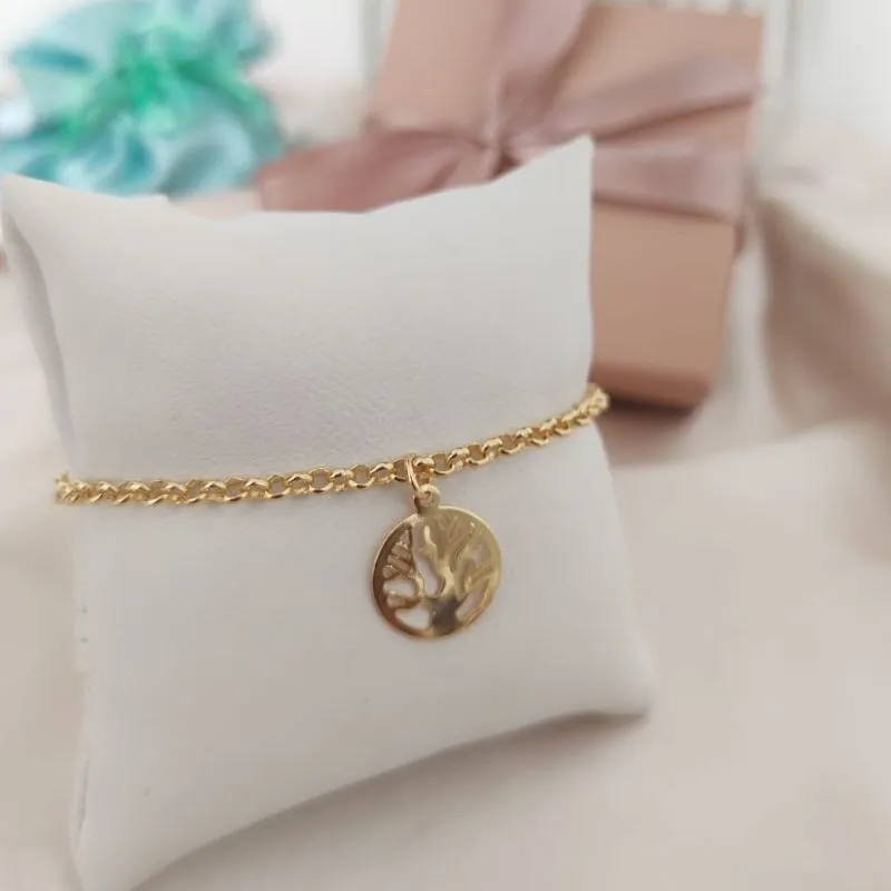 PULSEIRA ELO PORTUGUES COM PINGENTE ARVORE DA VIDA PULSEIRA ELO PORTUGUES COM PINGENTE ARVORE DA VIDA