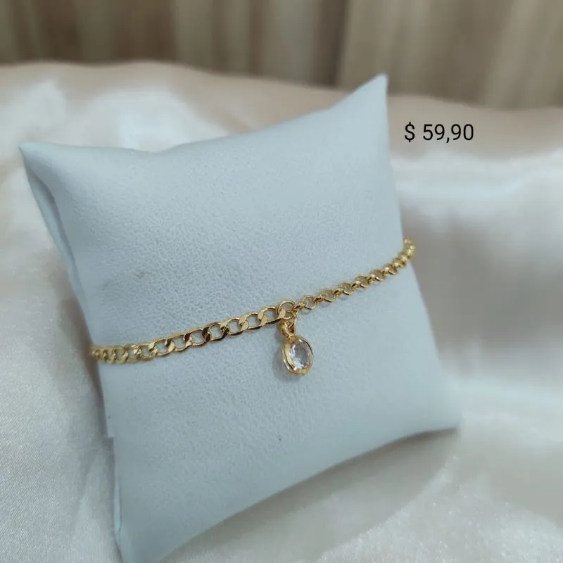 PULSEIRA ELO PORTUGUES E ELO GROUMET COM PONO DE LUZ PULSEIRA ELO PORTUGUES E ELO GROUMET COM PONO DE LUZ