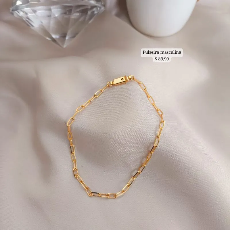 PULSEIRA MASCULINA CARTIER FECHO BASTÃO