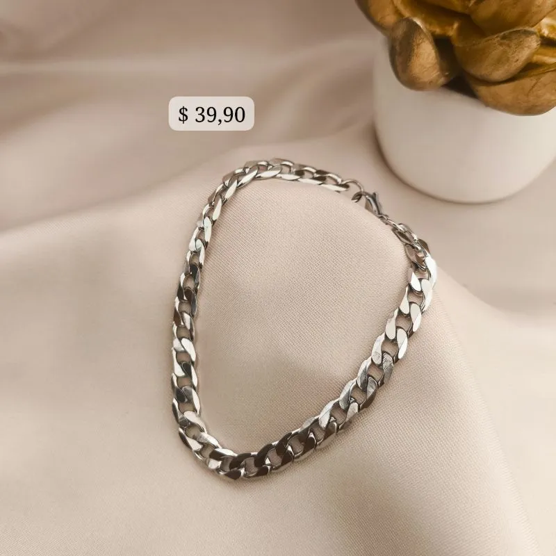 PULSEIRA MASCULINA ELO GROUMET EM AÇO PULSEIRA MASCULINA ELO GROUMET EM AÇO