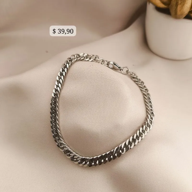 PULSEIRA MASCULINA ITALIANA GROUMET EM AÇO