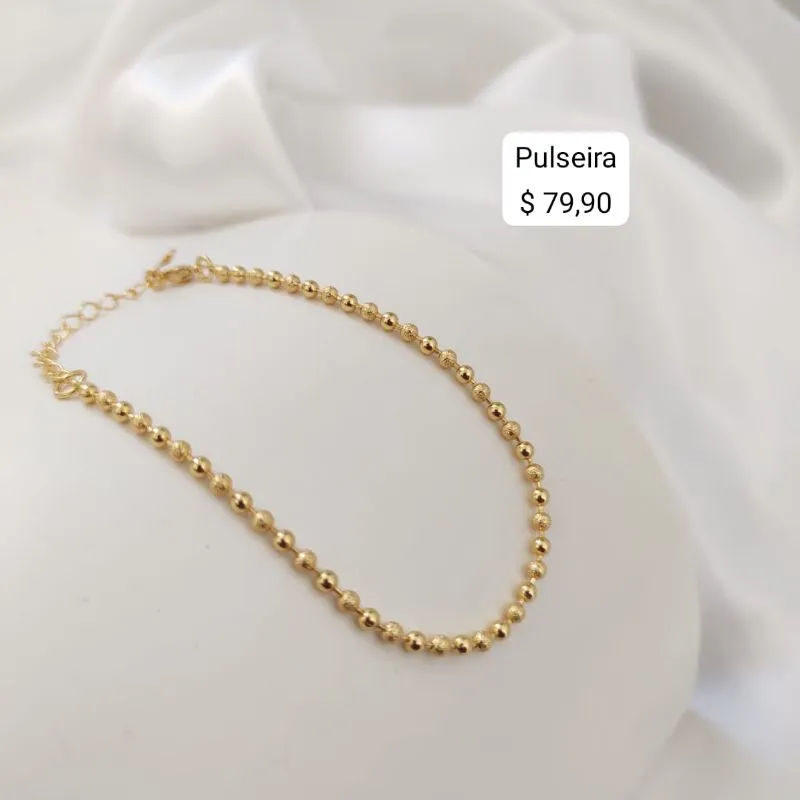 PULSEIRA TODA EM ESFERAS DOURADAS LISAS E FOSCA PULSEIRA TODA EM ESFERAS DOURADAS LISAS E FOSCA