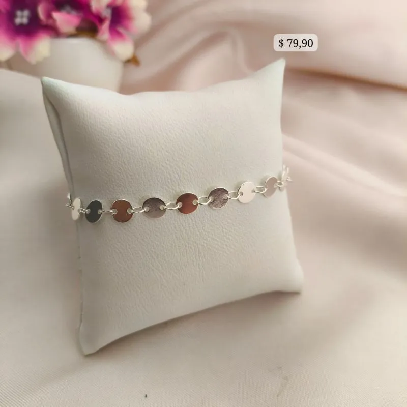 PULSEIRA TODA EM PLACAS REDONDAS B. A PRATA 925