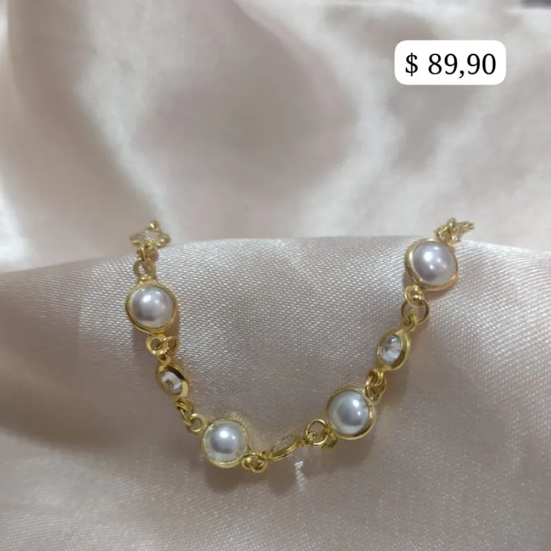 PULSEIRA VENEZIANA REGULAVEL PEROLAS E PONTO DE LUZ PULSEIRA VENEZIANA REGULAVEL PEROLAS E PONTO DE LUZ