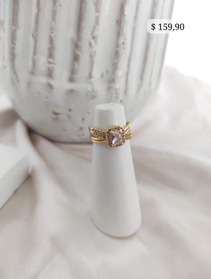 ANEL 4 EM 1 CRAVEJADO E LISO PEDRA SOLITARIA RETANGULAR ZIRCONIA ANEL 4 EM 1 CRAVEJADO E LISO PEDRA SOLITARIA RETANGULAR ZIRCONIA