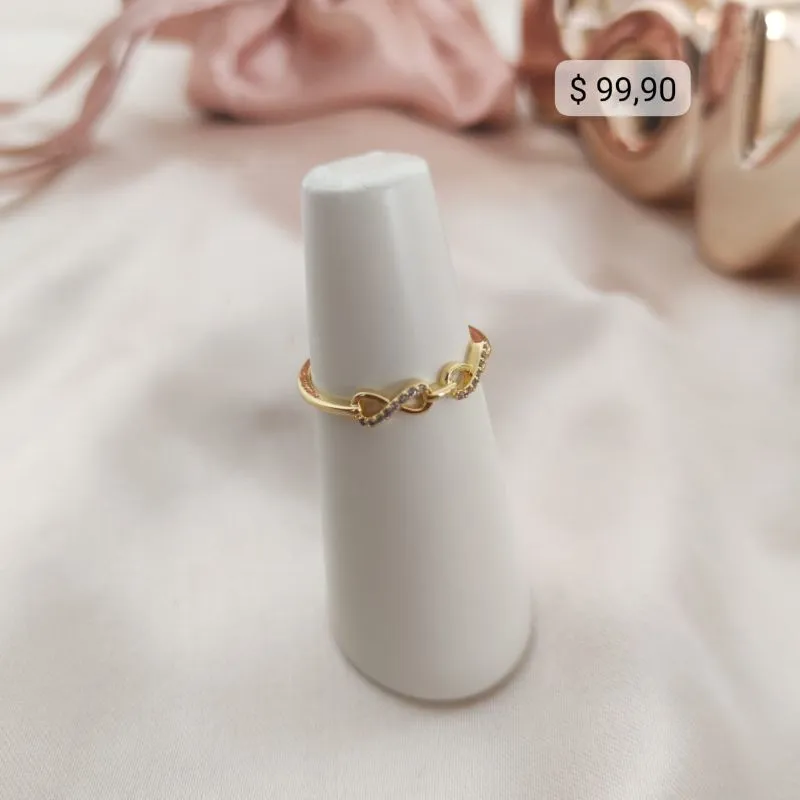 ANEL COM 2 INFINITO LISO E CRAVEJADO EM MICRO ZIRCONIA ANEL COM 2 INFINITO LISO E CRAVEJADO EM MICRO ZIRCONIA