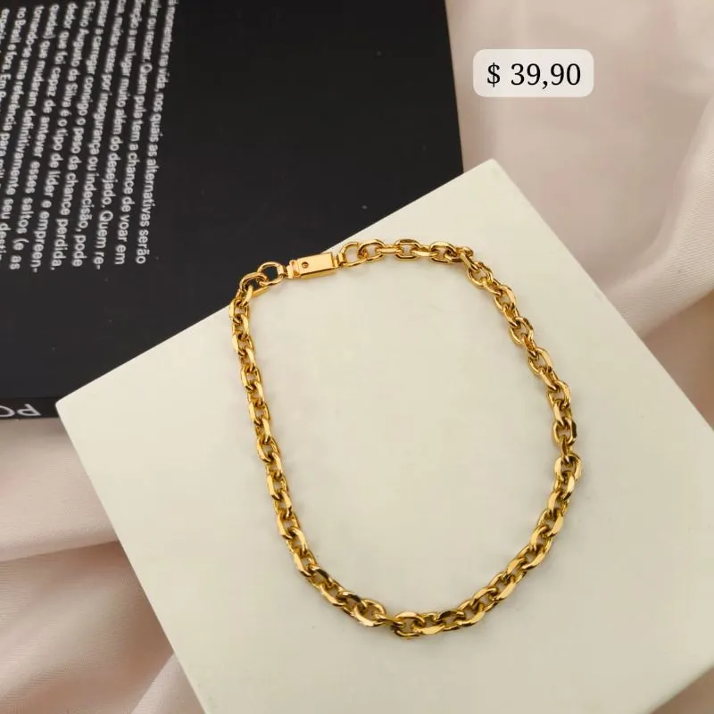 PULSEIRA EM AÇO ELO PORTUGUES 4MM