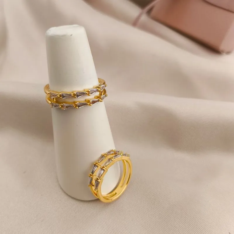 ANEL 2 EM 1 SEPARADOS COM PEDRAS DE ZIRCONIA EM FORMA DE GOTAS ANEL 2 EM 1 SEPARADOS COM PEDRAS DE ZIRCONIA EM FORMA DE GOTAS