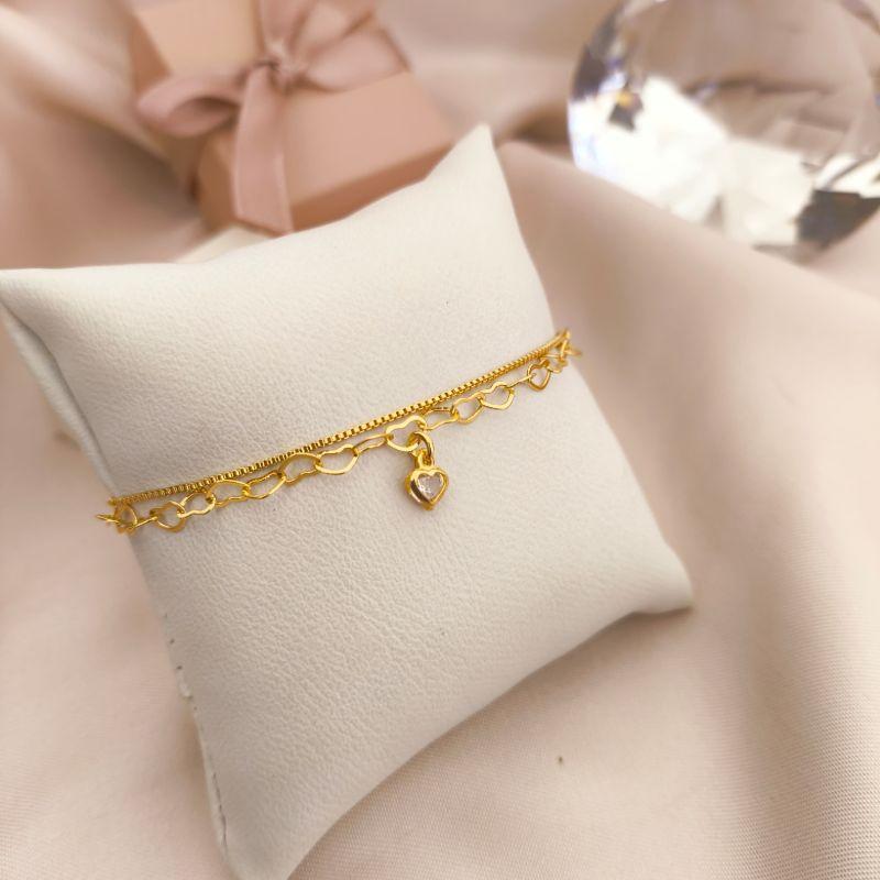 PULSEIRA 2 EM 1 CORAÇÕES ENTRELAÇADOS E VENESIANA E PONTO DE LUZ EM FORMA DE CORAÇÃO