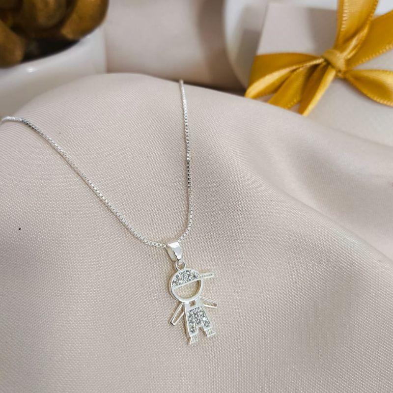 COLAR MENINO BONE DE LADO CRAVEJADO EM MICRO ZIROCNIA FILHOS