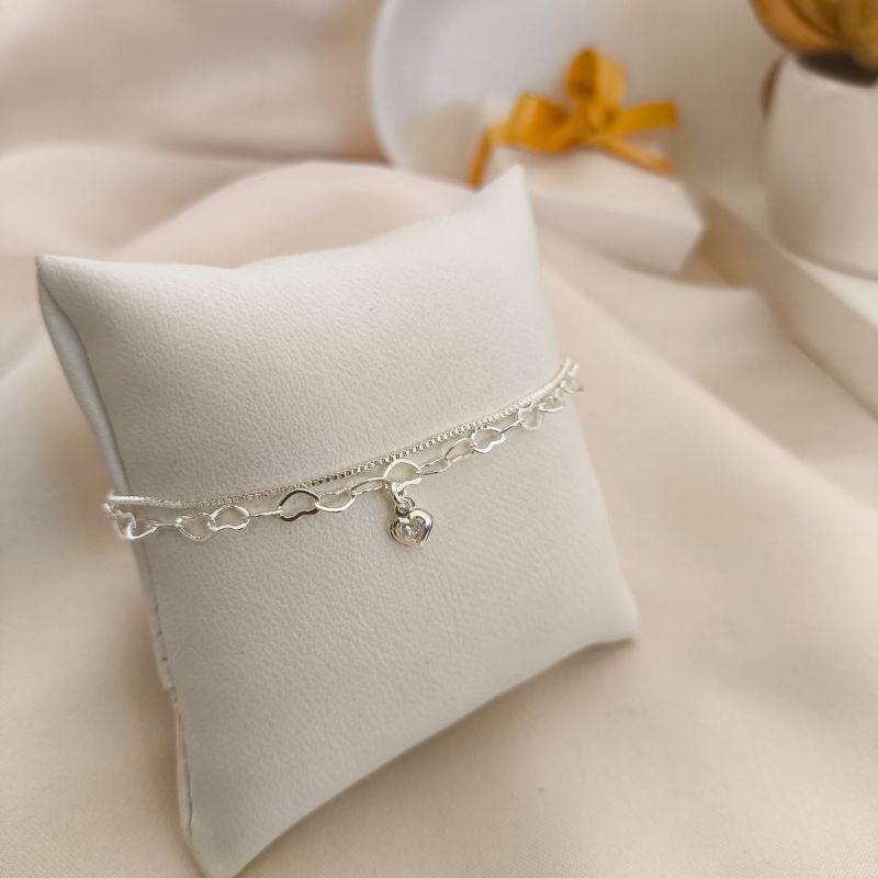 PULSEIRA 2 EM 1 CORAÇÕES ENTRELAÇADOS E VENESIANA E PONTO DE LUZ EM FORMA DE CORAÇÃO