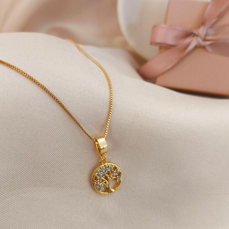 COLAR COM ARVORE DA VIDA REDONDO CRAVEJADO EM MICRO ZIRCONIA COLAR COM ARVORE DA VIDA REDONDO CRAVEJADO EM MICRO ZIRCONIA