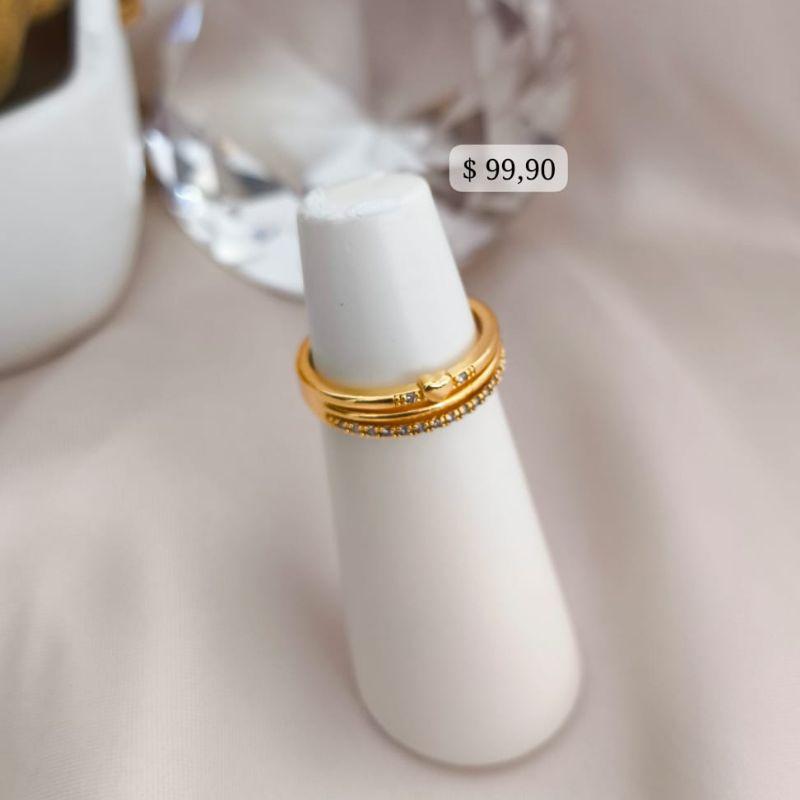 ANEL 3 EM 1 COM CORAÇÃO LISO E CRAVEJADO EM ZIRCONIA ANEL 3 EM 1 COM CORAÇÃO LISO E CRAVEJADO EM ZIRCONIA