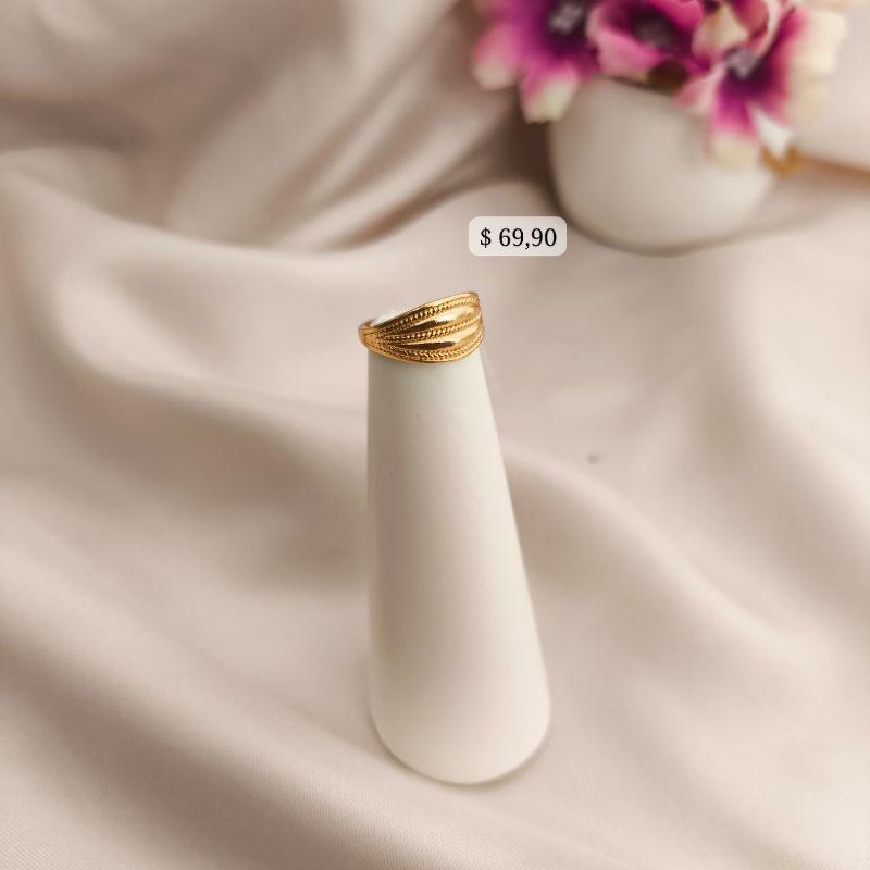 ANEL FALANGE REGULAVEL COM FRENTE LARGA LISA E FOSCA