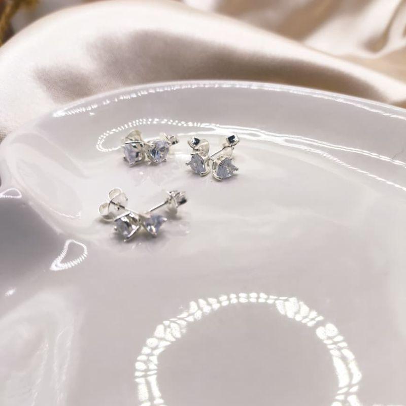 BRINCO TRIO DE CORAÇÃO PEDRA ZIRCONIA PEDRA P,M,G