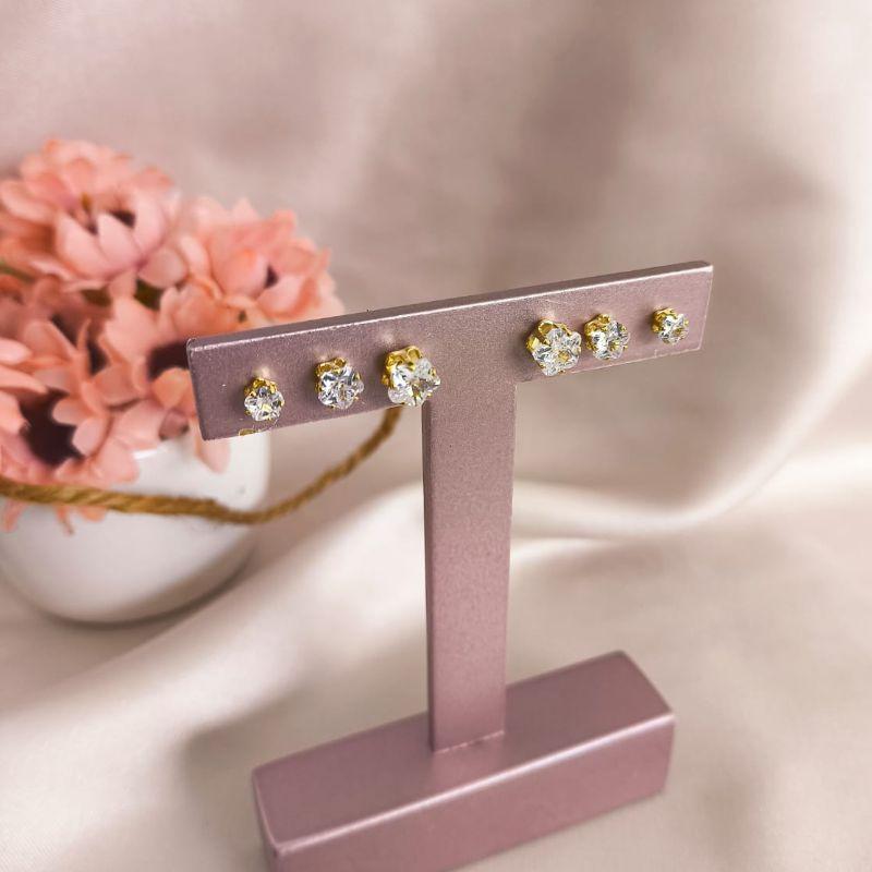 BRINCO TRIO EM FORMA DE FLOR ZIRCONIA