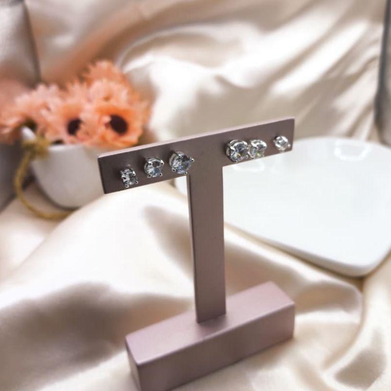 BRINCO TRIO PEDRA REDONDA ZIRCONIA