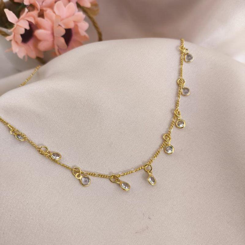 CHOKER COM PEDRAS DE ZIRCONIA PENDURADAS