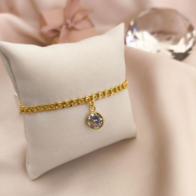 PULSEIRA ELO GROUMETE CHATADO COM PONTO DE LUZ GRANDE