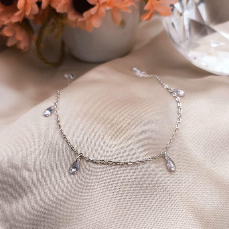 PULSEIRA ELO PORTUGUES COM 6 PEDRAS EM FORMA DE GOTA EM ZIRCONIA