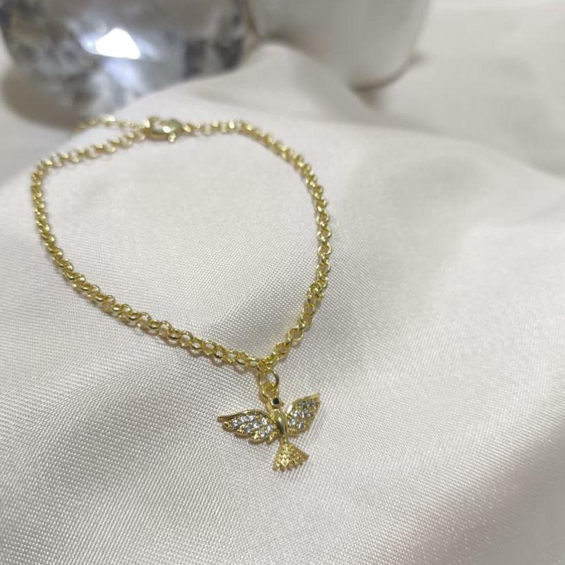 PULSEIRA ELO PORTUGUES ESPIRITO SANTO CRAVEJADO EM MICRO ZIRCONIA