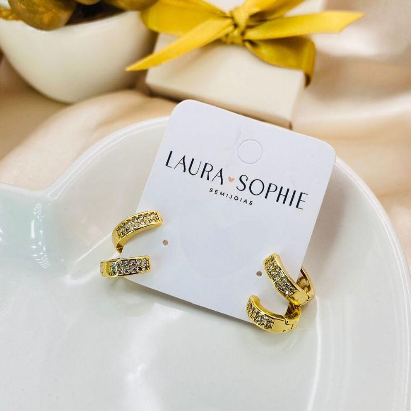 BRINCO DUPLO DE ARGOLA CRAVEJADA EM MICRO ZIRCONIA P, M,