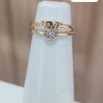 ANEL 2 EM 1 COM NOME LOVE E CORAÇÃO CRAVEJADO ZIRCONIA