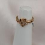 ANEL 2 EM 1 CORAÇÃO LAÇADO LISO E CRAVEJADO ZIRCONIA TAM 15