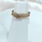 ANEL 2 EM 1 CRAVEJADO E MICRO ESFERAS LAÇO E PONTO DE LUZ