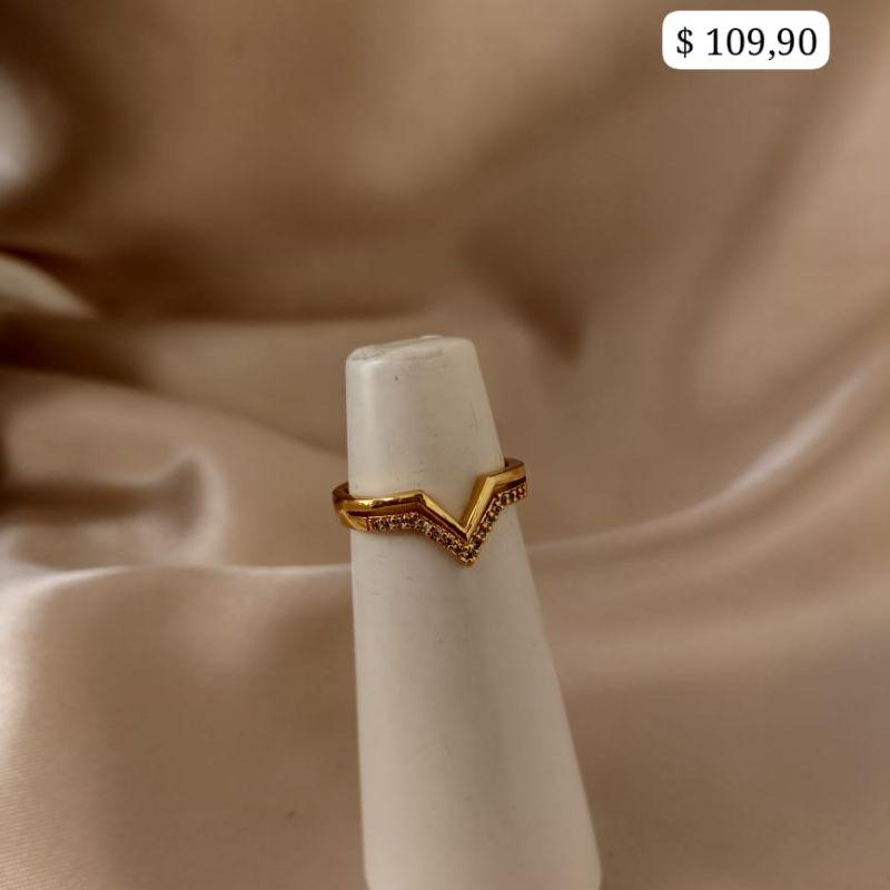 ANEL 2 EM 1 ESTILO V LISO E CRAVEJADO ZIRCONIA