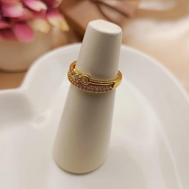 ANEL 2 EM 1  INFINITO LISO E CRAVEJADO EM MICRO ZIRCONIA