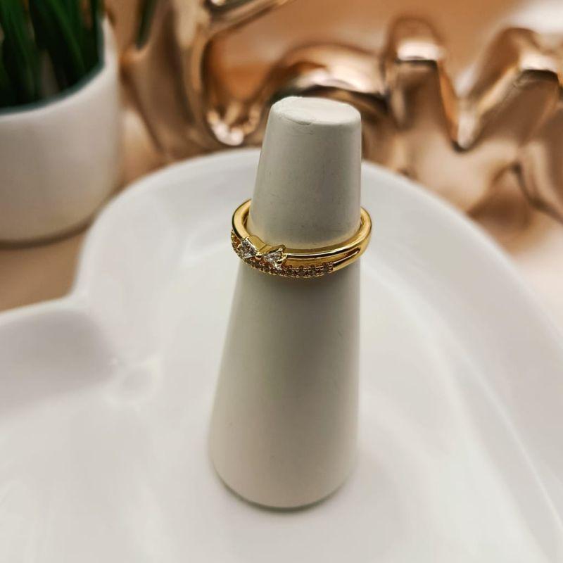 ANEL 2 EM 1 LAÇO E CRAVEJADO EM MICRO ZIRCONIA