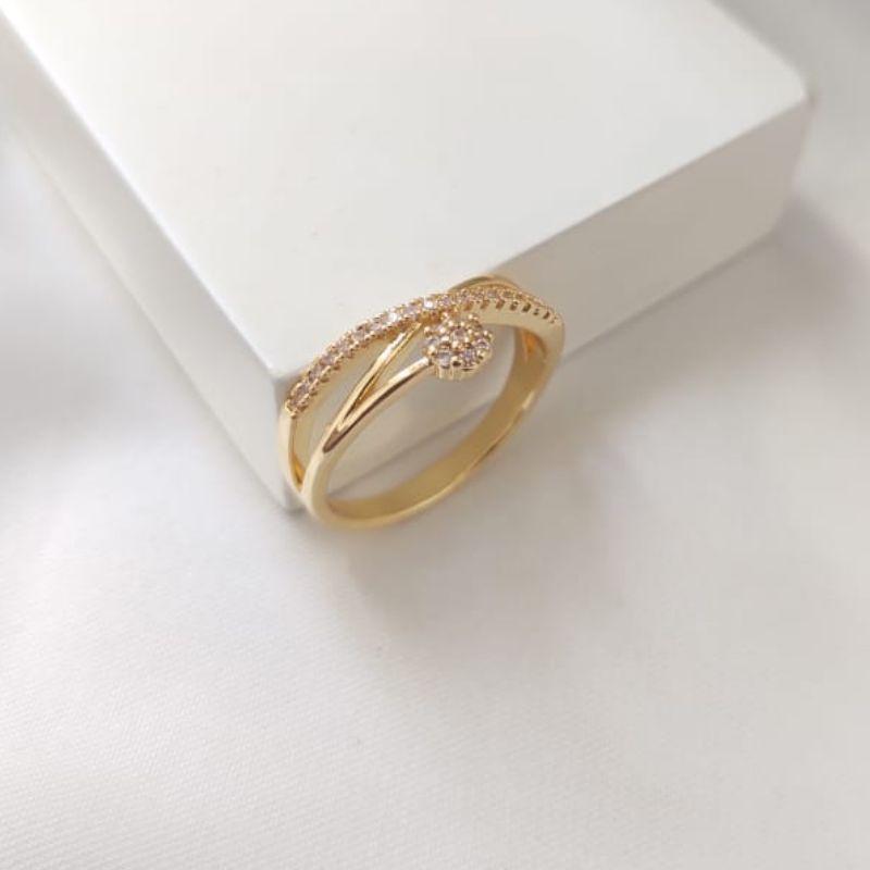 ANEL 2 EM 1 LISO E CRAVEJADO COM CHUVEIRINHO CRAVEJADO EM MICRO ZIRCONIA