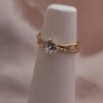 ANEL 2 EM 1 LISO E CRAVEJADO ZIRCONIA COM PEDRA SOLITARIA ZIRCONIA