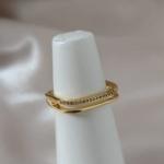 ANEL 2 EM 1 QUADRADO LISO E CRAVEJADO ZIRCONIA