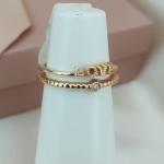 ANEL 2 EM 2 LISO LOVE E MICRO ESFERAS COM PONTO DE LUZ