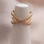 ANEL 3 EM 1 COM UM X CRAVEJADO ZIRCONIA E LISO NO MEIO