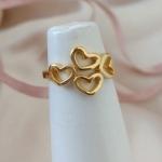 ANEL 4 CORAÇÕES LISOS E VAZADOS