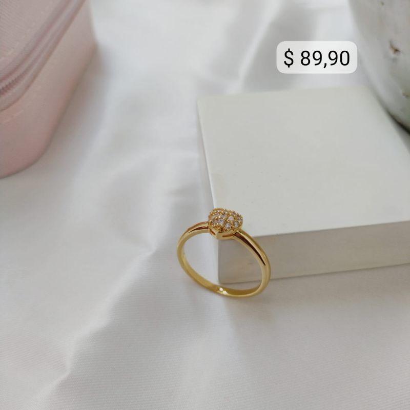 ANEL CHUVEIRINHO DE CORAÇÃO CRAVEJADO EM MICRO ZIRCONIAS