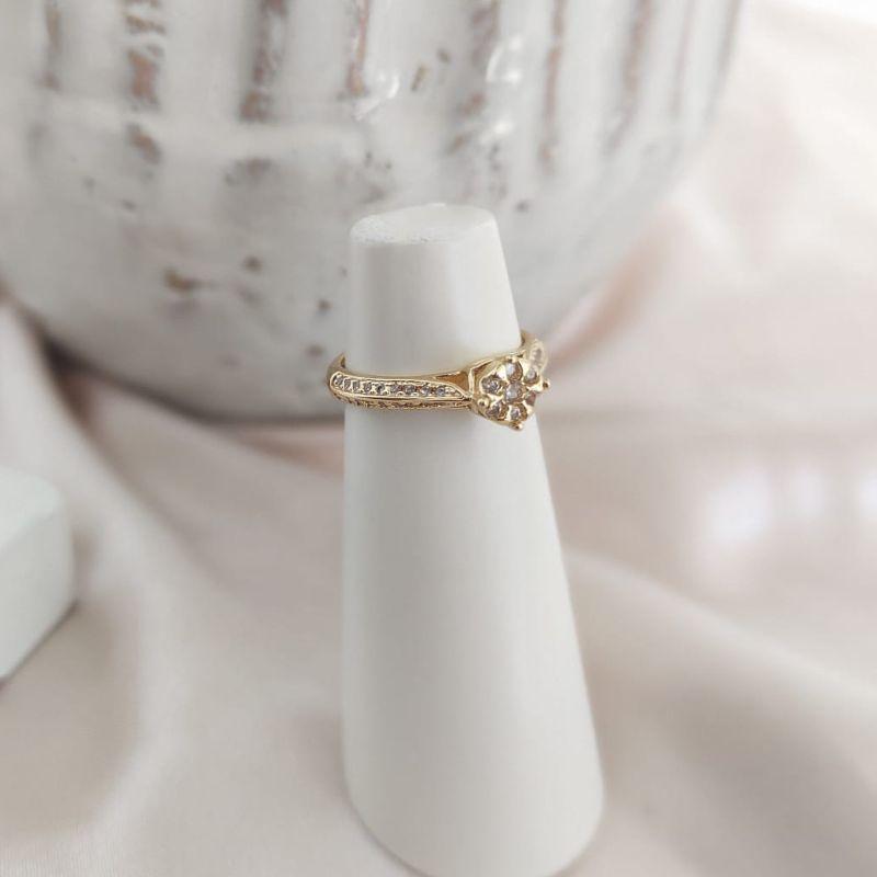 ANEL CHUVEIRINHO FORMATO PIZZA CRAVEJADO EM ZIRCONIA