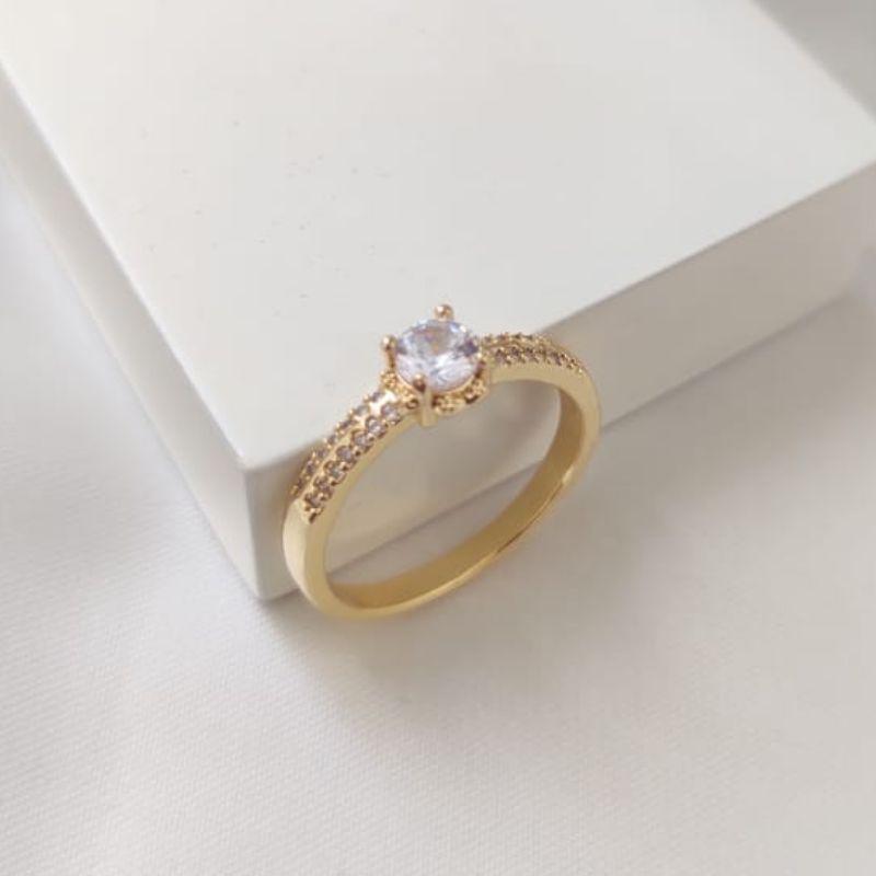 ANEL CRAVEJADO COM  2 FILAS DE MICRO ZIRCONIA COM PEDRA REDONDA