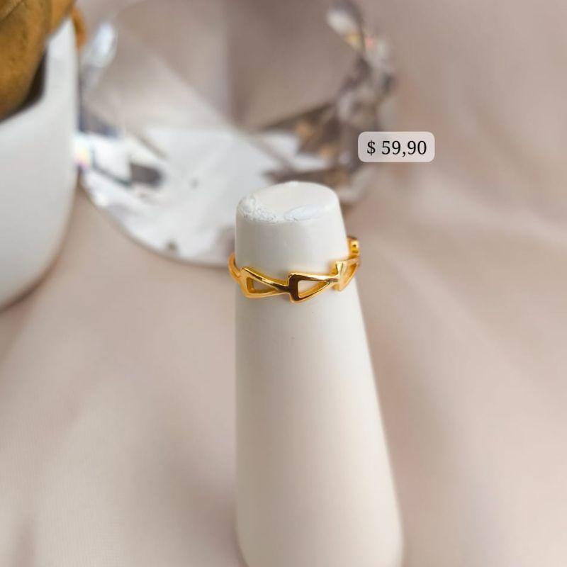 ANEL FALANGE COM 3 TRIANGULOS LISOS E VAZADOS